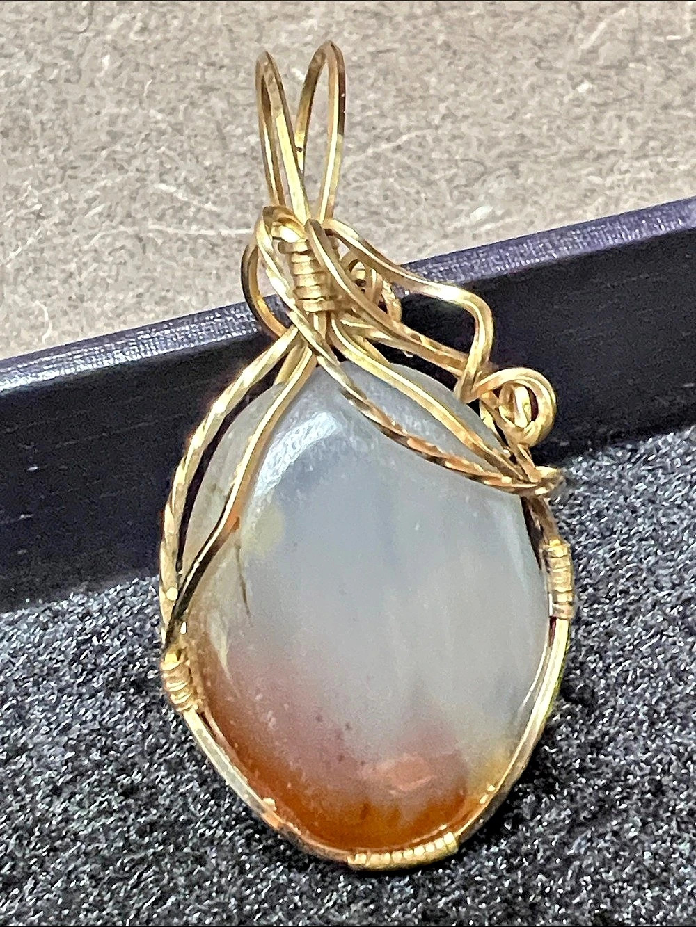 Gold & Orange Wire-Wrapped Pendant
